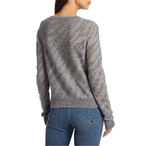 Rag & Bone Gray Baby Alpaca Germain Metallic Zebra Jacquard Sweater - Picture 2 of 7